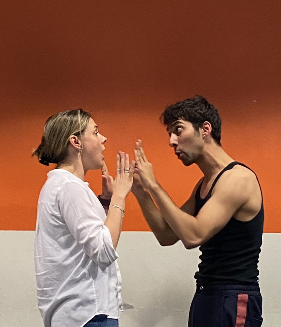 Two actors working a scene in class